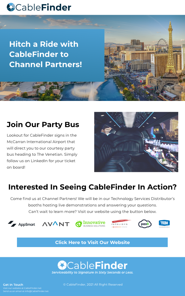 Hitch a Ride with CableFinder to Channel Partners!