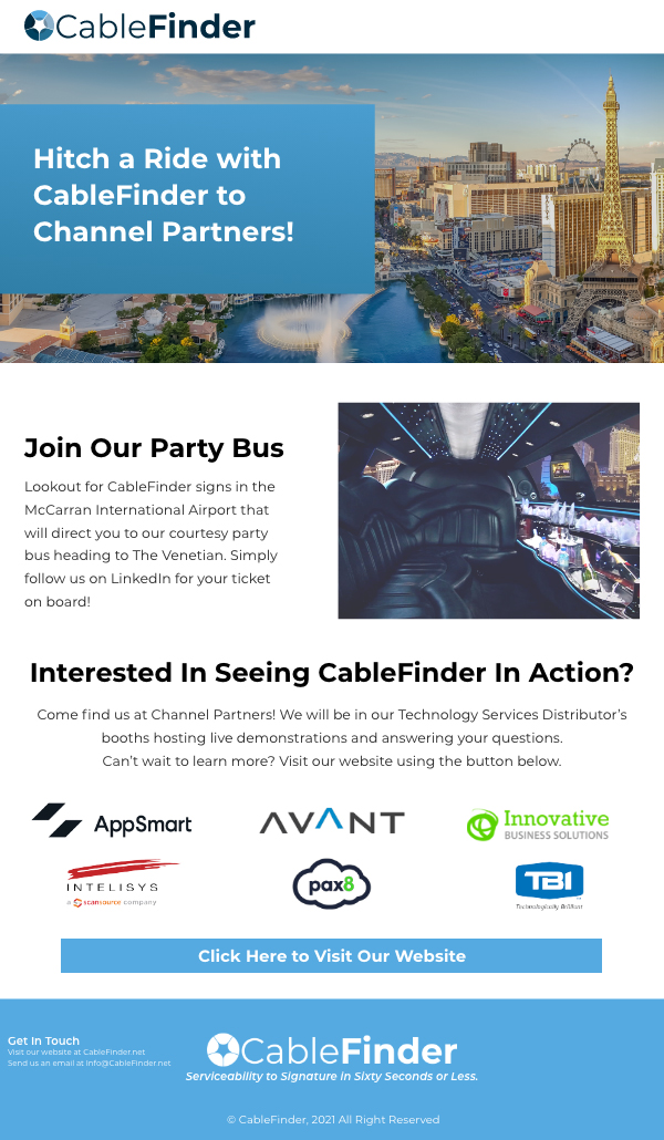 Hitch a Ride with CableFinder to Channel Partners!