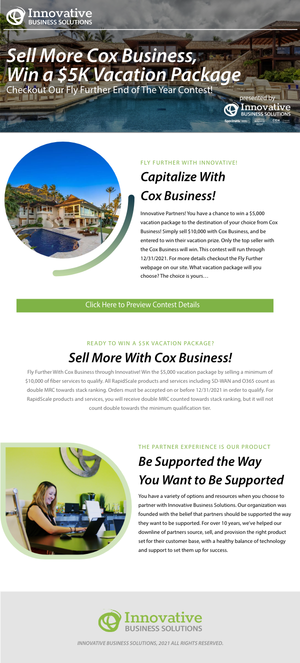 Sell More Cox Business, Win a $5k Vacation Package