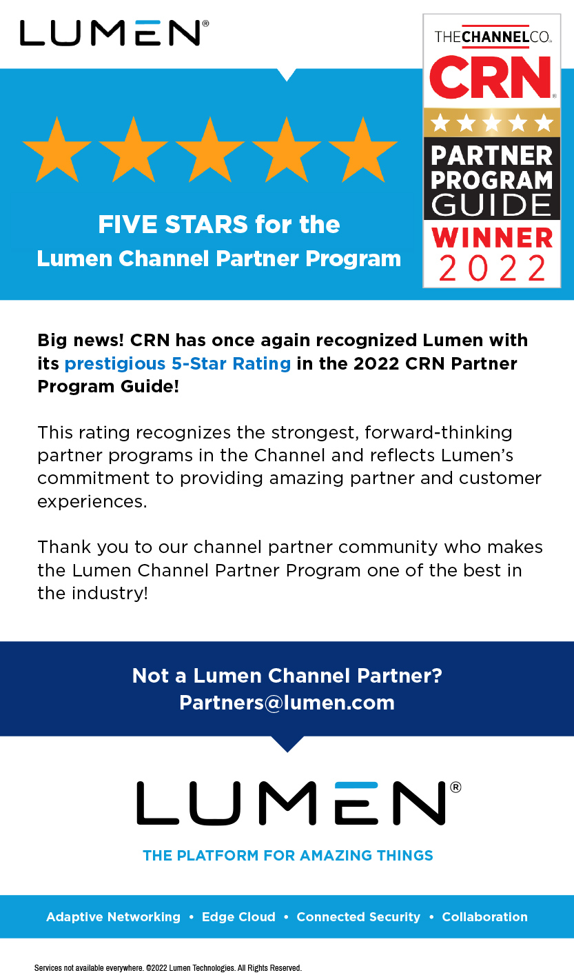 Five Stars for the Lumen Channel Partner Program