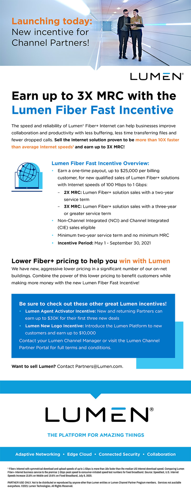 Earn up to 3X MRC with the Lumen Fiber Fast Incentive