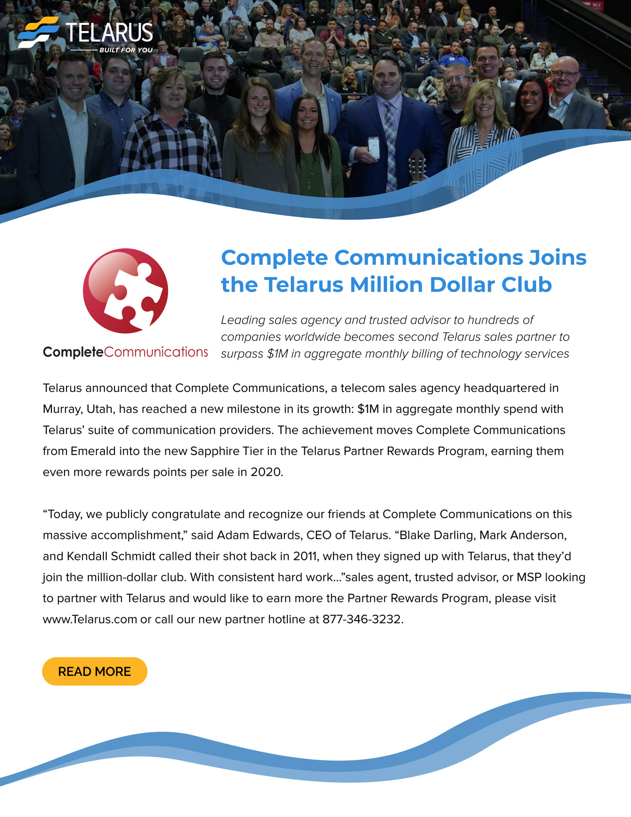 Complete Communications Joins the Telarus Million Dollar Club
