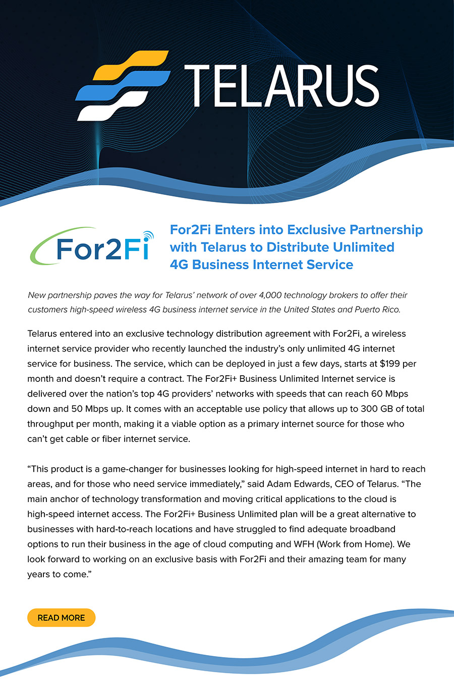 FOR2FI Enters into Exclusive Partnership with Telarus